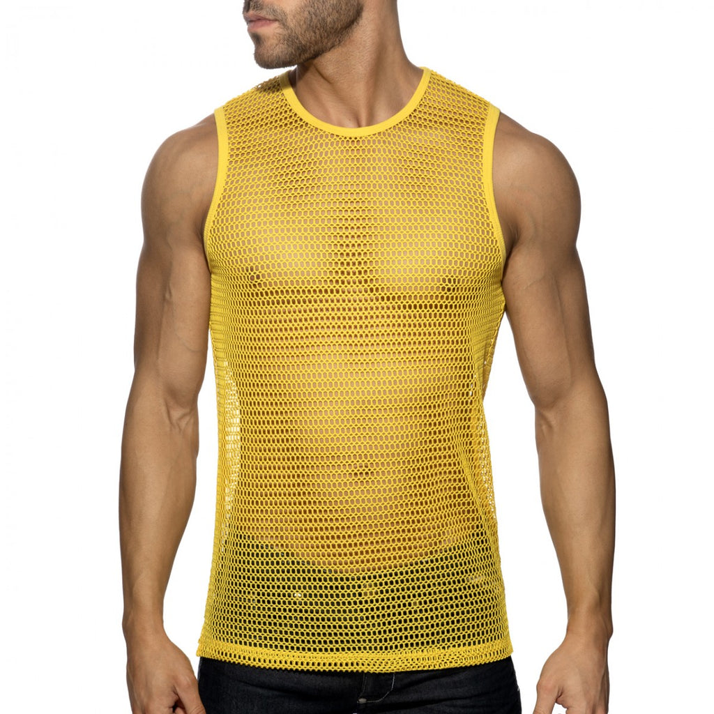 Addicted Openwork Fabric Tank Top - Yellow