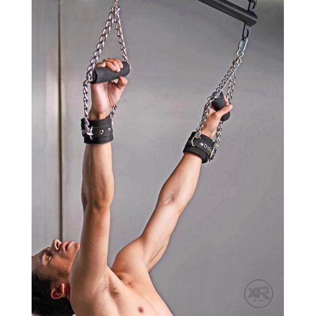 Fur Lined Nubuck Leather Suspension Cuffs with Grip