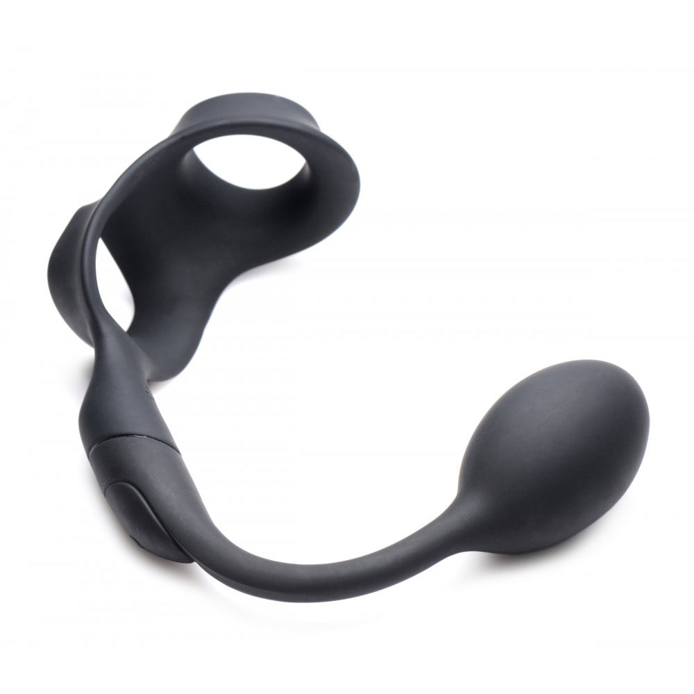 Alpha Pro 10X P-Bomb Silicone Cock and Ball Ring with Vibrating Anal Plug