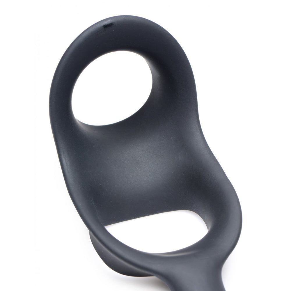 Alpha Pro 10X P-Bomb Silicone Cock and Ball Ring with Vibrating Anal Plug