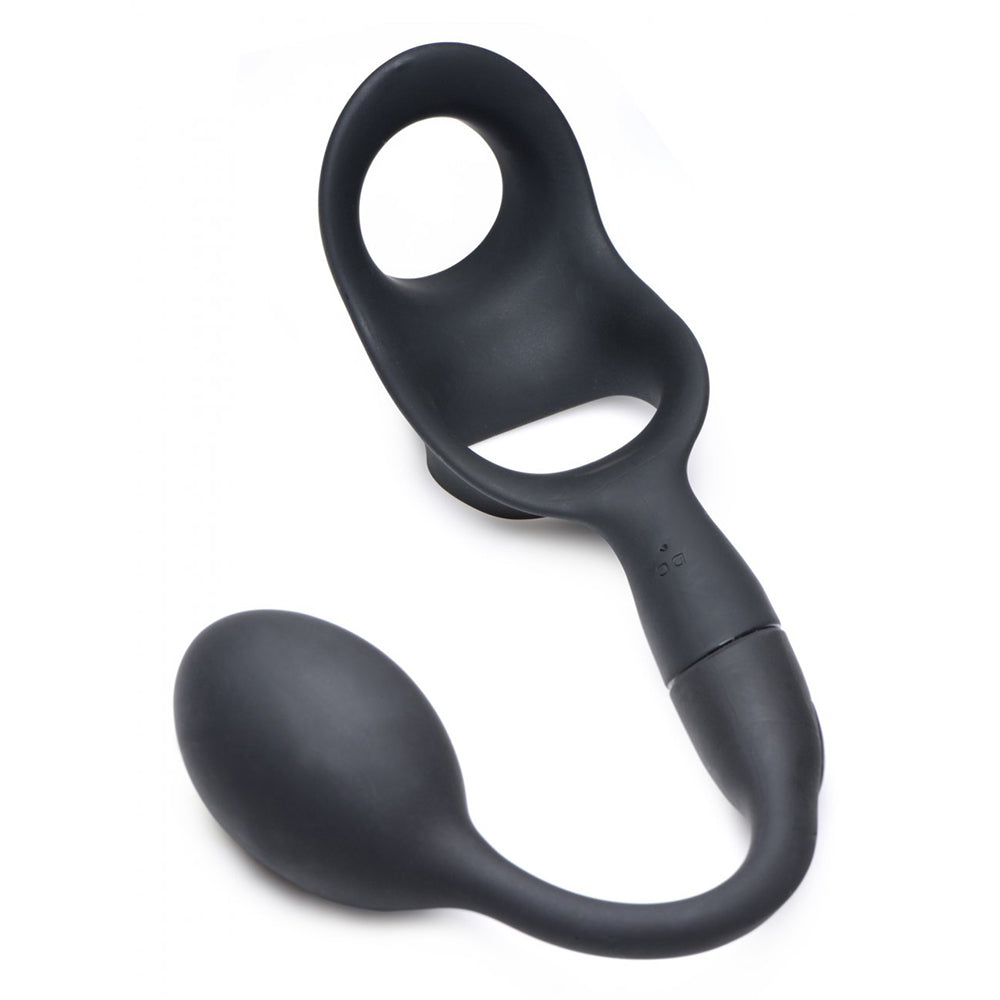 Alpha Pro 10X P-Bomb Silicone Cock and Ball Ring with Vibrating Anal Plug