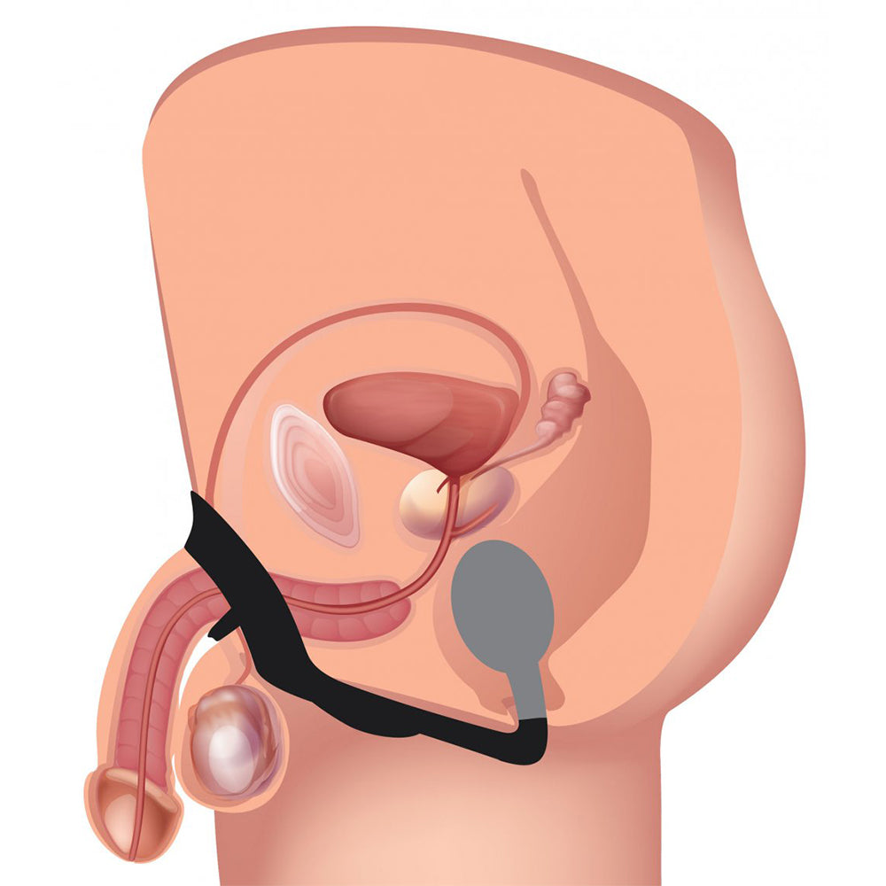 Alpha Pro 10X P-Bomb Silicone Cock and Ball Ring with Vibrating Anal Plug