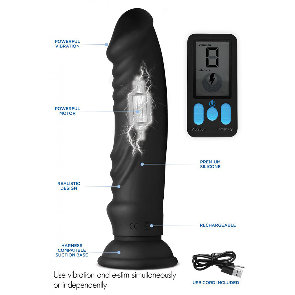 Zeus Electrosex E-Stim Pro 5x Vibrating Dildo with Remote Control