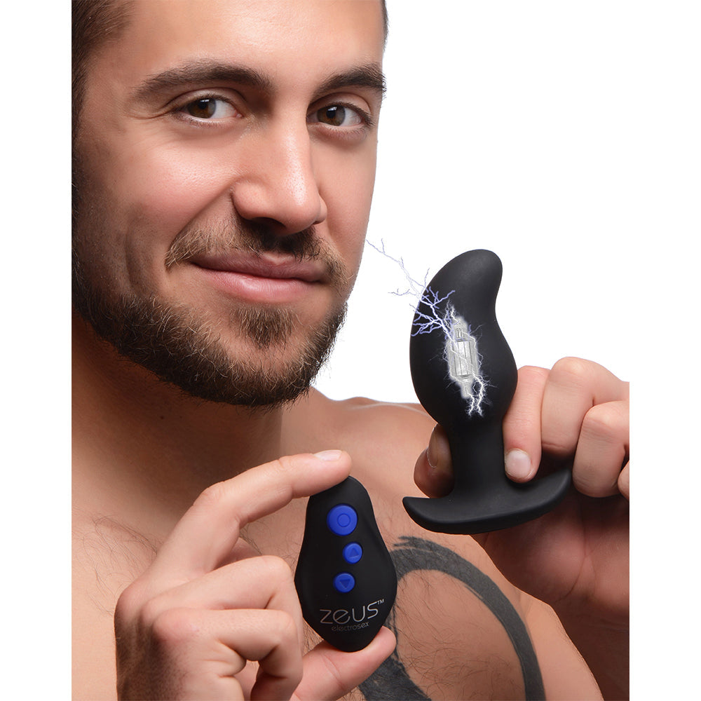 Zeus Electrosex 8X Volt Drop Vibrating and E-Stim Silicone Prostate Massager with Remote