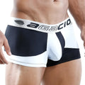 Black and white agacio agg009 boxer brief with bold geometric design in breathable fabric for everyday wear