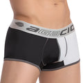 Agacio AGG052 boxer trunk black and white men’s briefs with gray trim and branded waistband in cotton blend