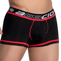 Black agacio agg066 boxer trunk briefs with red trim and white logo detailing for comfortable everyday wear
