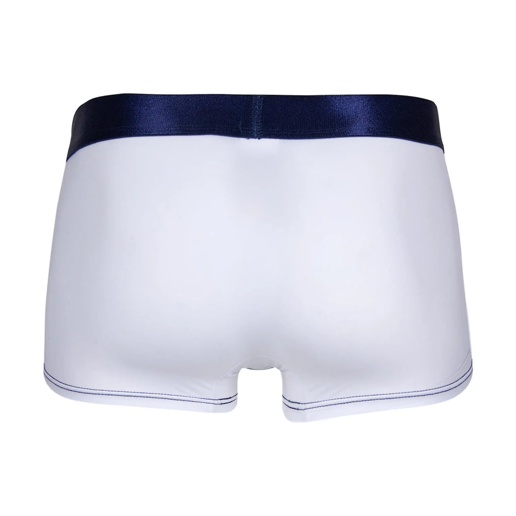 White briefs with navy blue elastic waistband and matching stitching agacio agg088 boxer trunk for comfortable wear