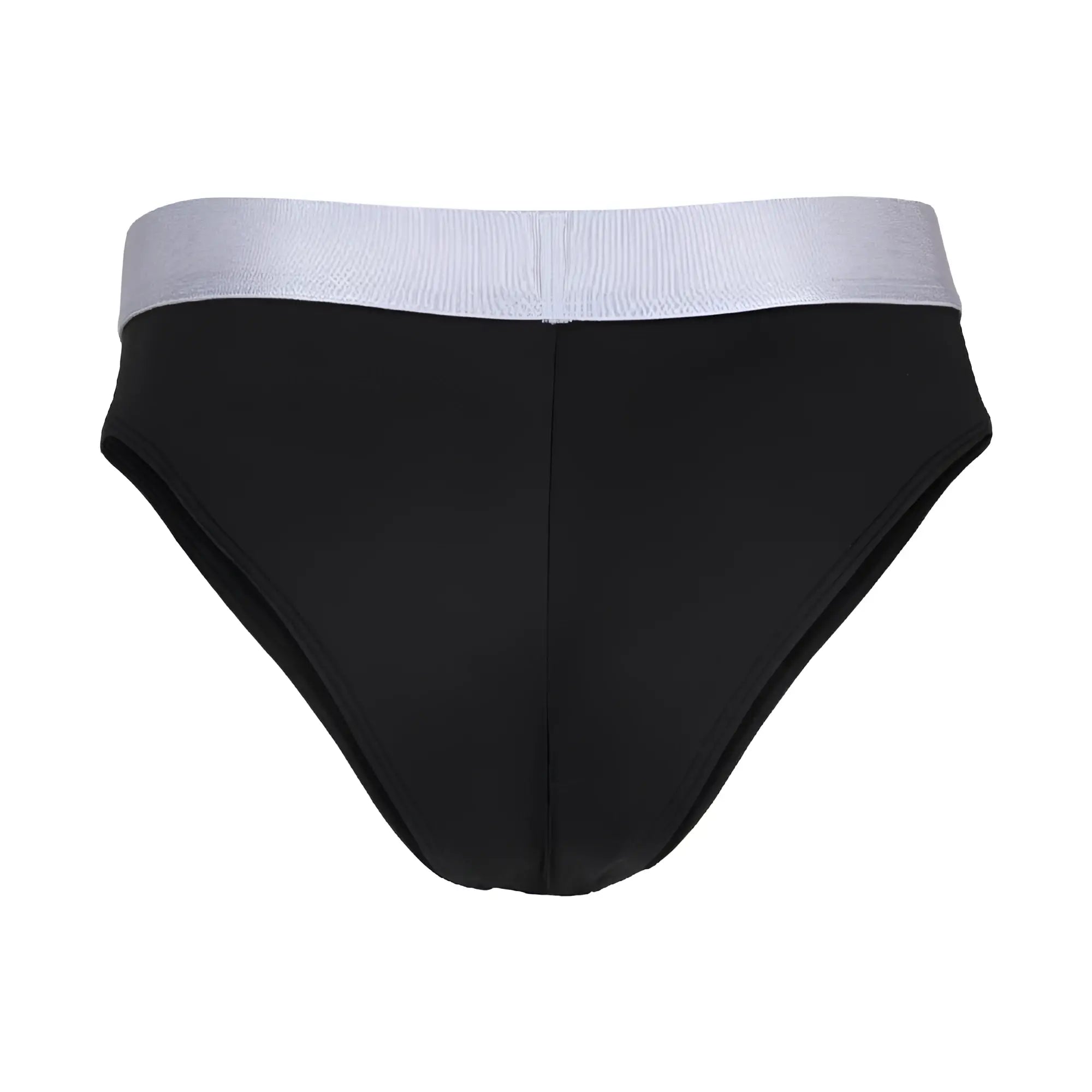 Black briefs agacio agj043 with a silver waistband featuring smooth stretch fabric for comfortable everyday wear