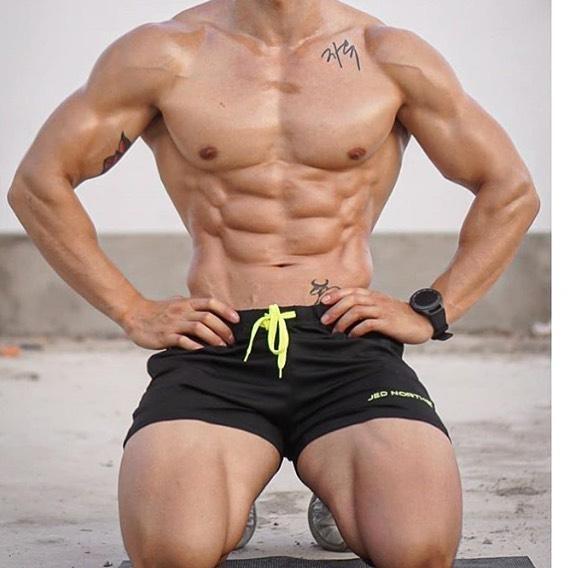 Jed North Agile Bodybuilding-Shorts, 10,2 cm, mit Reißverschlusstaschen, Schwarz