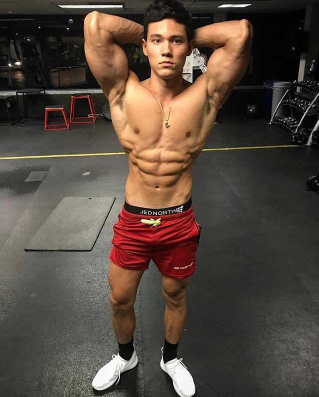 Jed North Agile Bodybuilding-Shorts, 4 Zoll, mit Reißverschlusstaschen, Karminrot