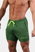 Jed North Men's Agile Bodybuilding 4'' Shorts w Zipper Pockets - Green