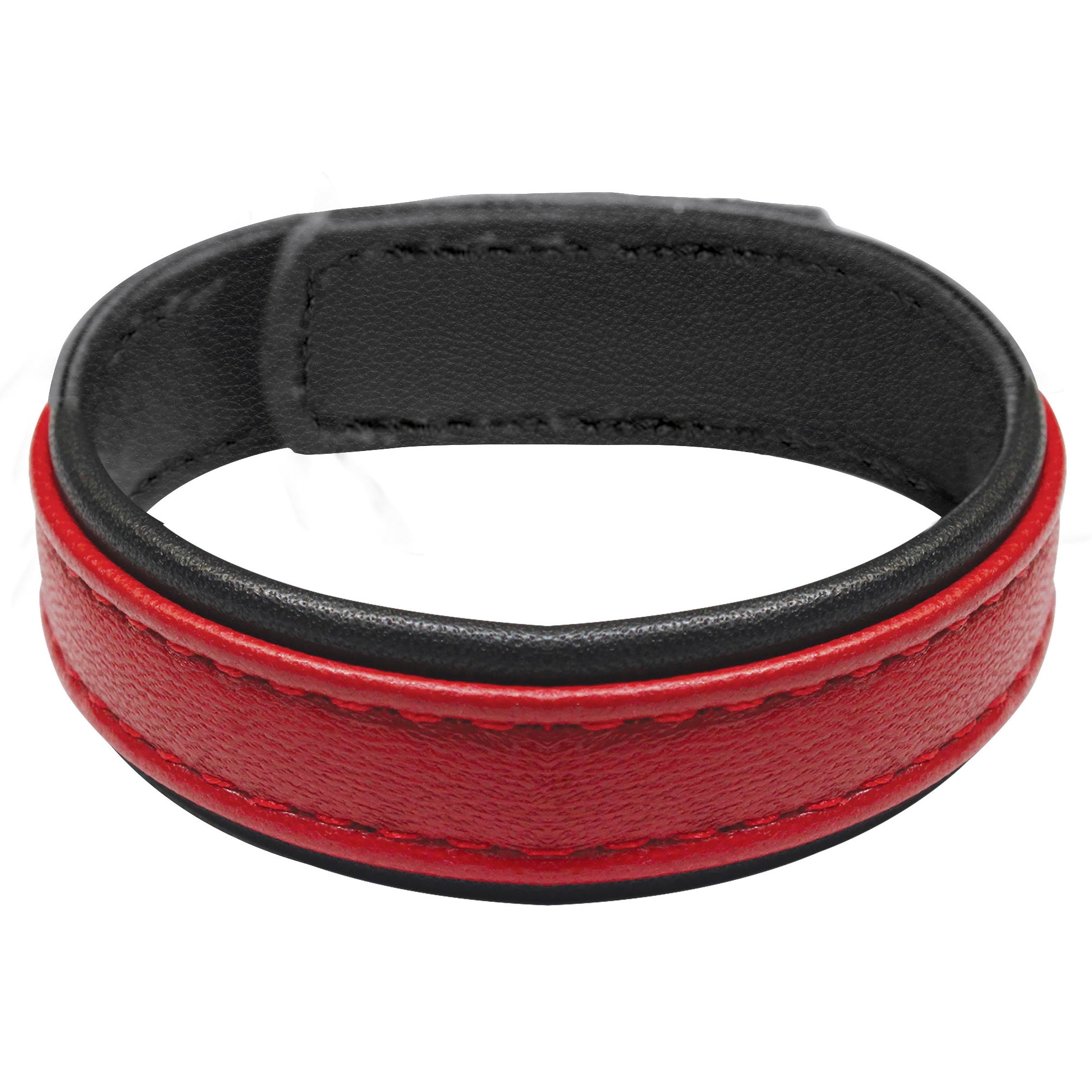 Anillo de cuero rojo para el pene con velcro