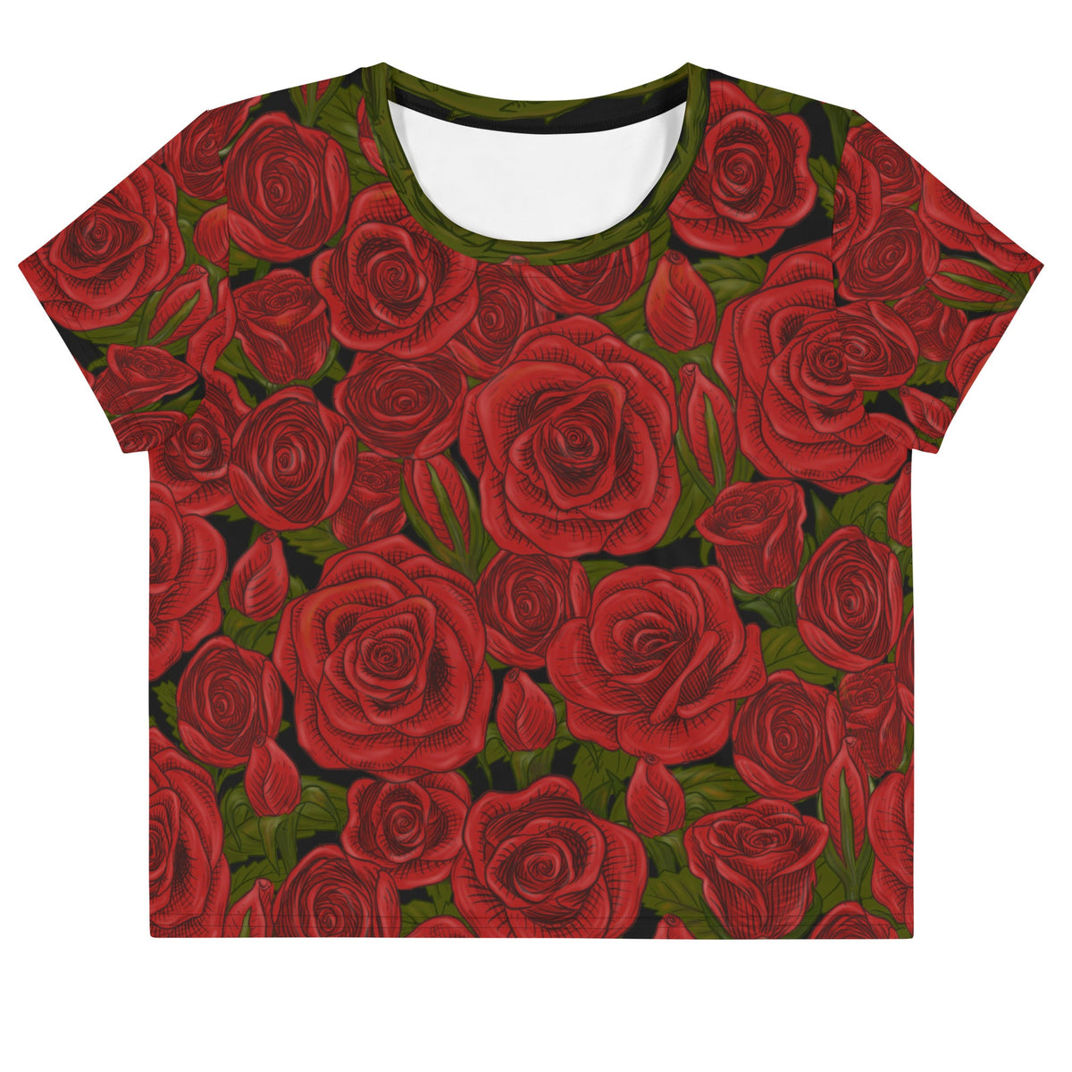 Maris Equi Men's Rozen Red Rose Crop Tee Shirt