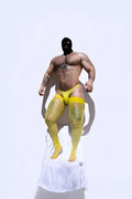 Allure roll up stockings banana yellow sheer yellow tights with matching yellow briefs set front view