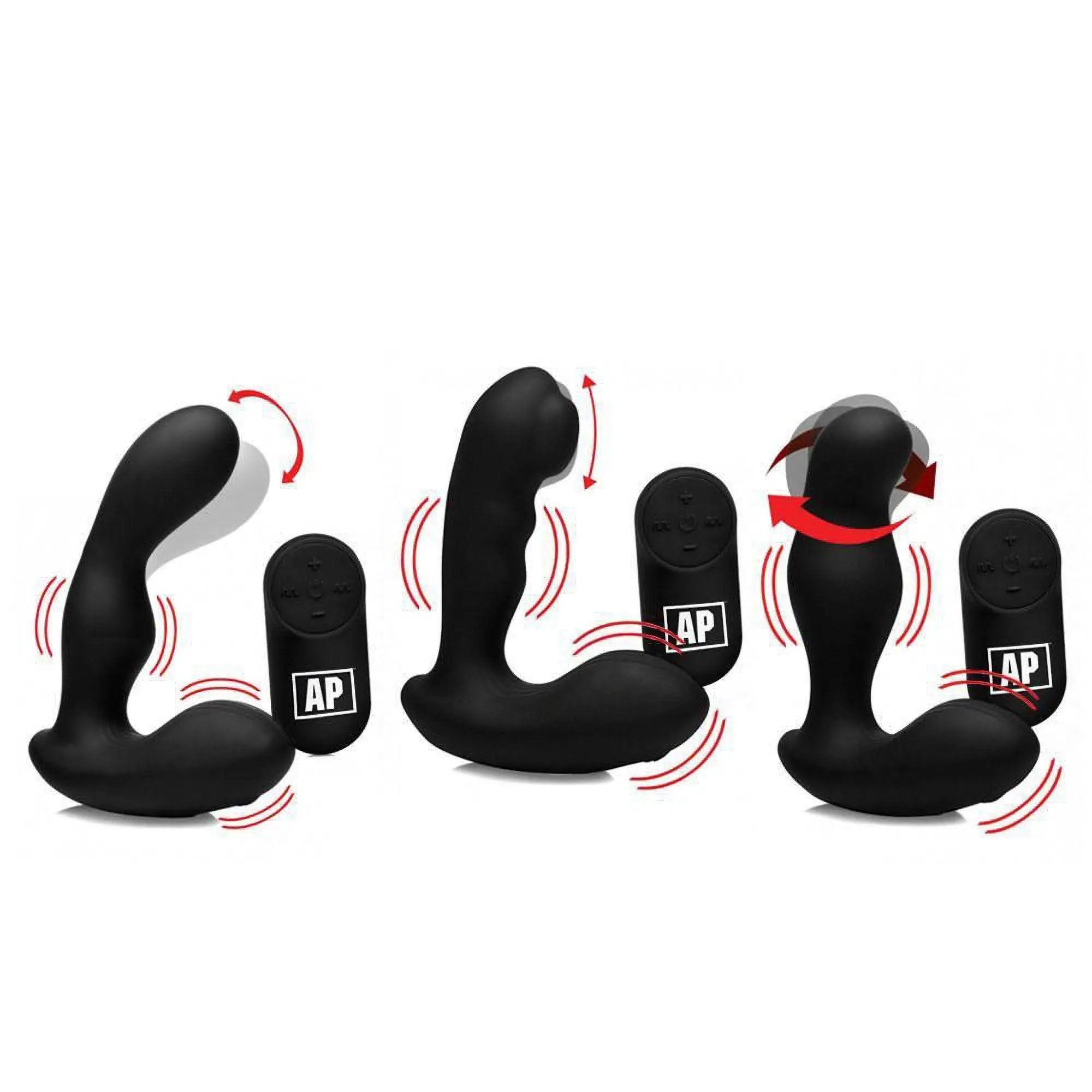 Alpha Pro 3pc set featuring three black, ergonomic textured devices with wireless remote controls and motion indicators.