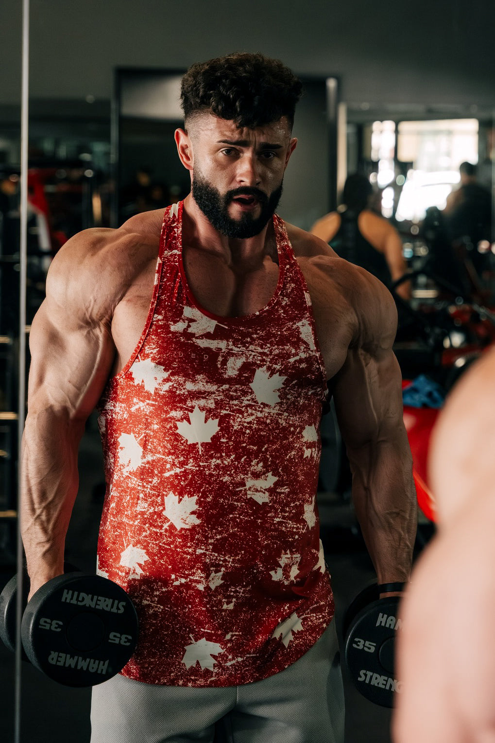 Camiseta sin mangas con estampado de Jed North - Hoja de arce roja