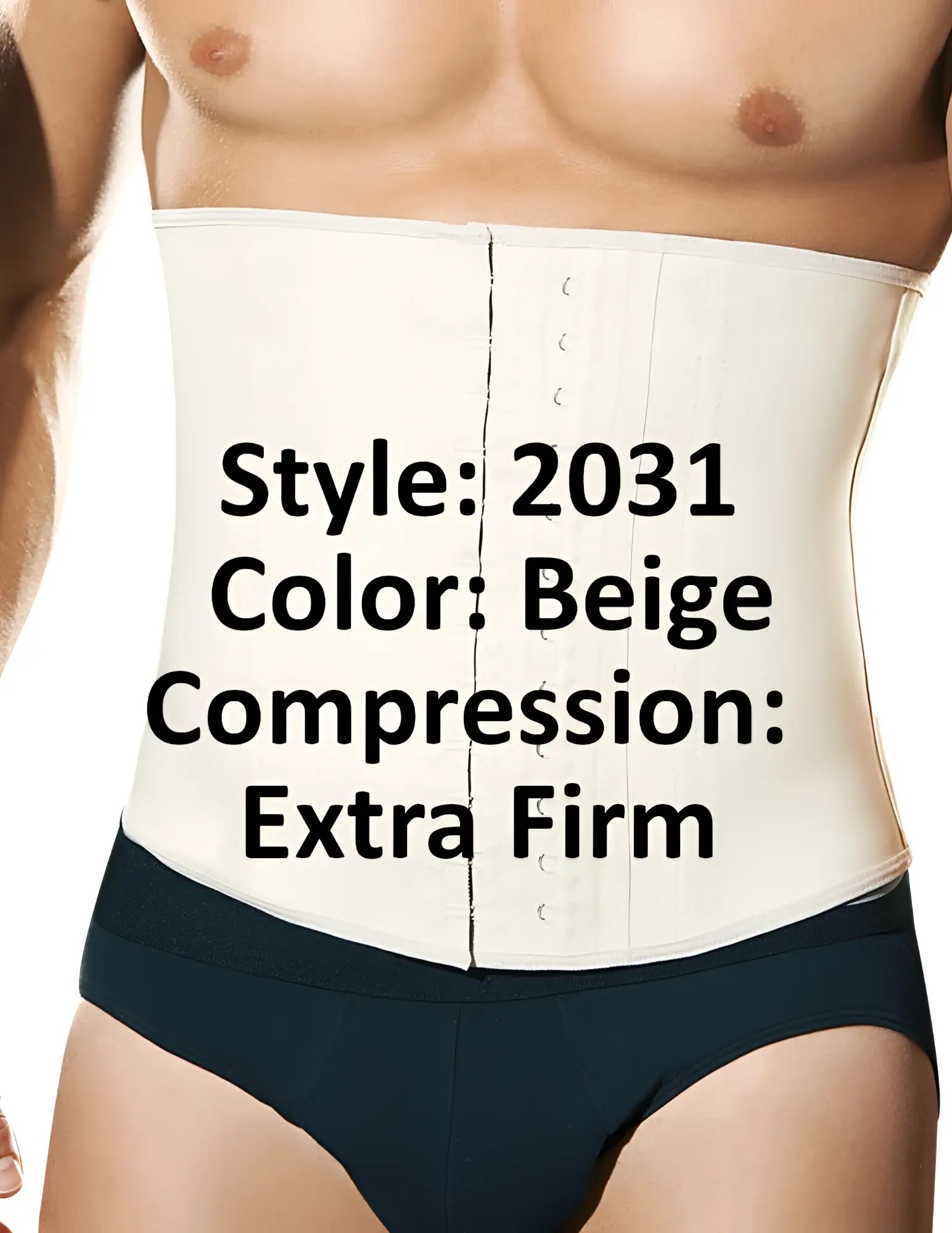 Beige ann chery 2031 latex men girdle body shaper with extra firm compression waist trainer and adjustable side closures