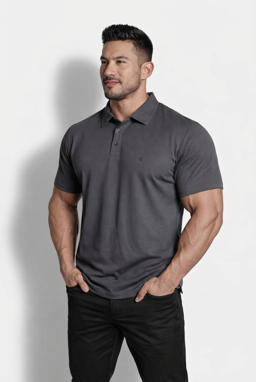 Jed North Men's Fast-Dry Polo T-Shirt - Dark Gray