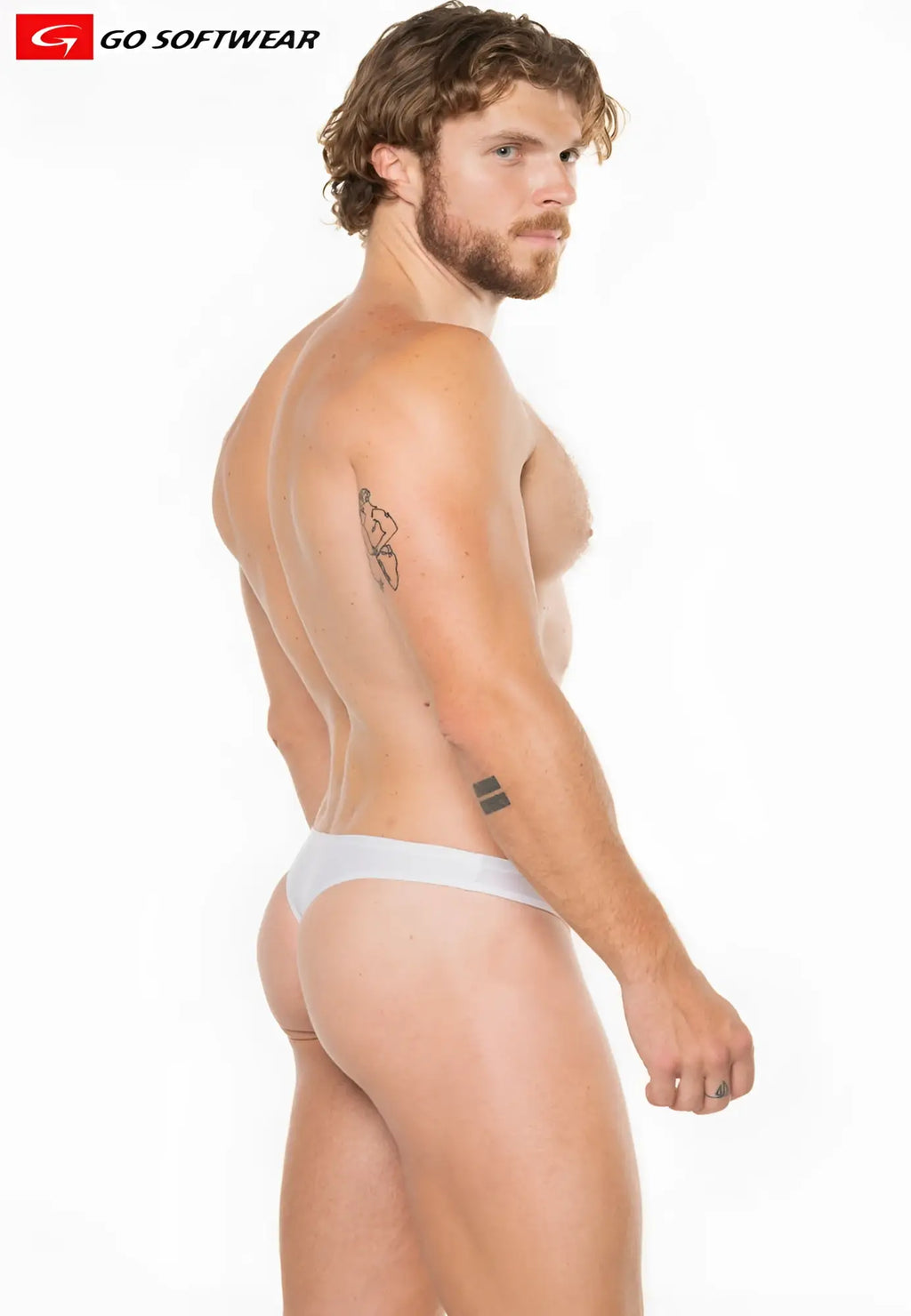 White briefs from go softwear apollo swim thong made of soft fabric designed for comfortable swimwear use