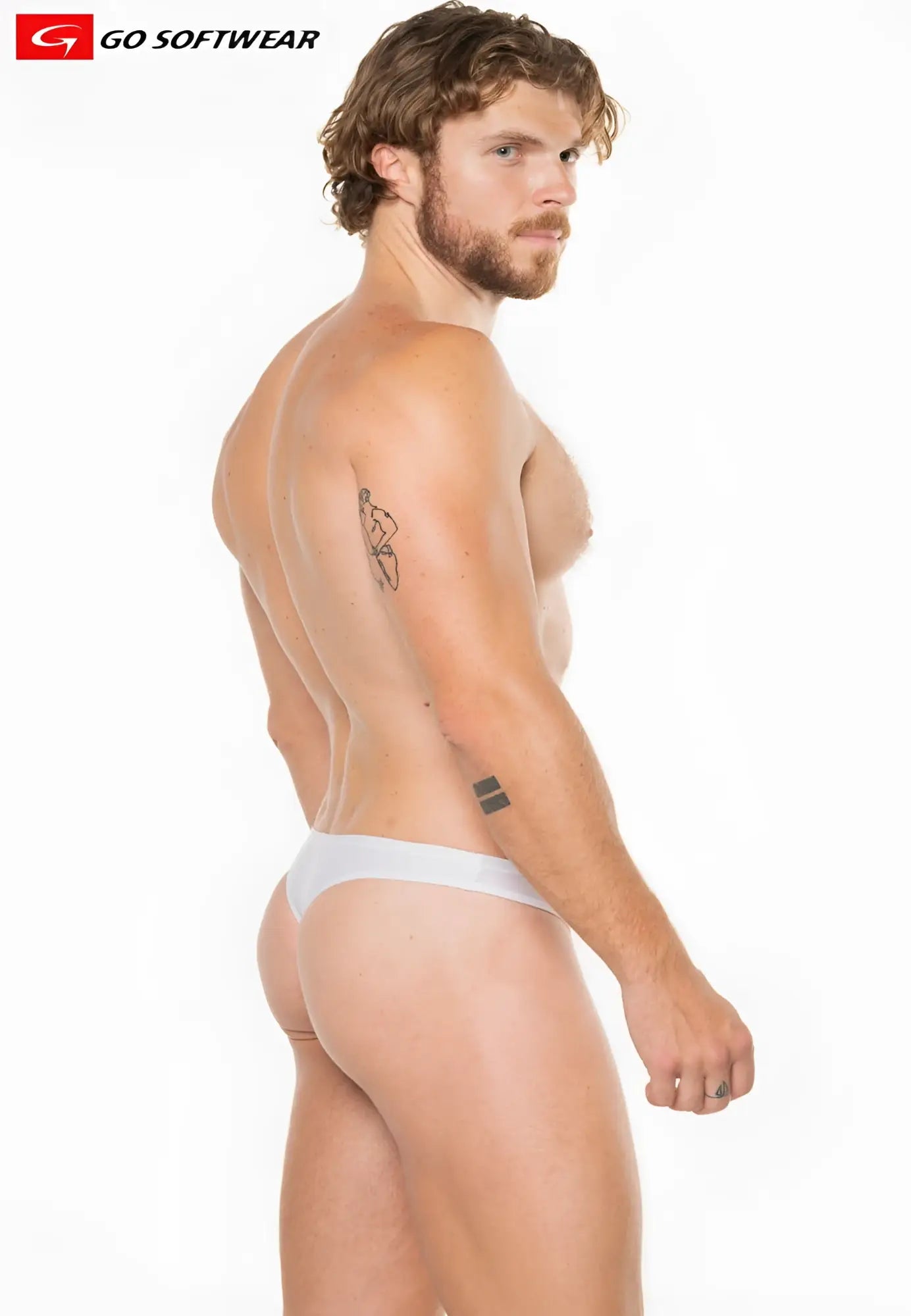White briefs from go softwear apollo swim thong made of soft fabric designed for comfortable swimwear use
