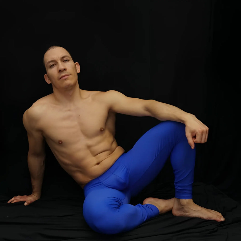 Blue arroyman bulge runner pants form-fitting leggings size m designed for active wear and comfort