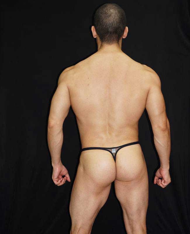 Tanga de nailon Arroyman con bulto, color negro, talla M, NYL02