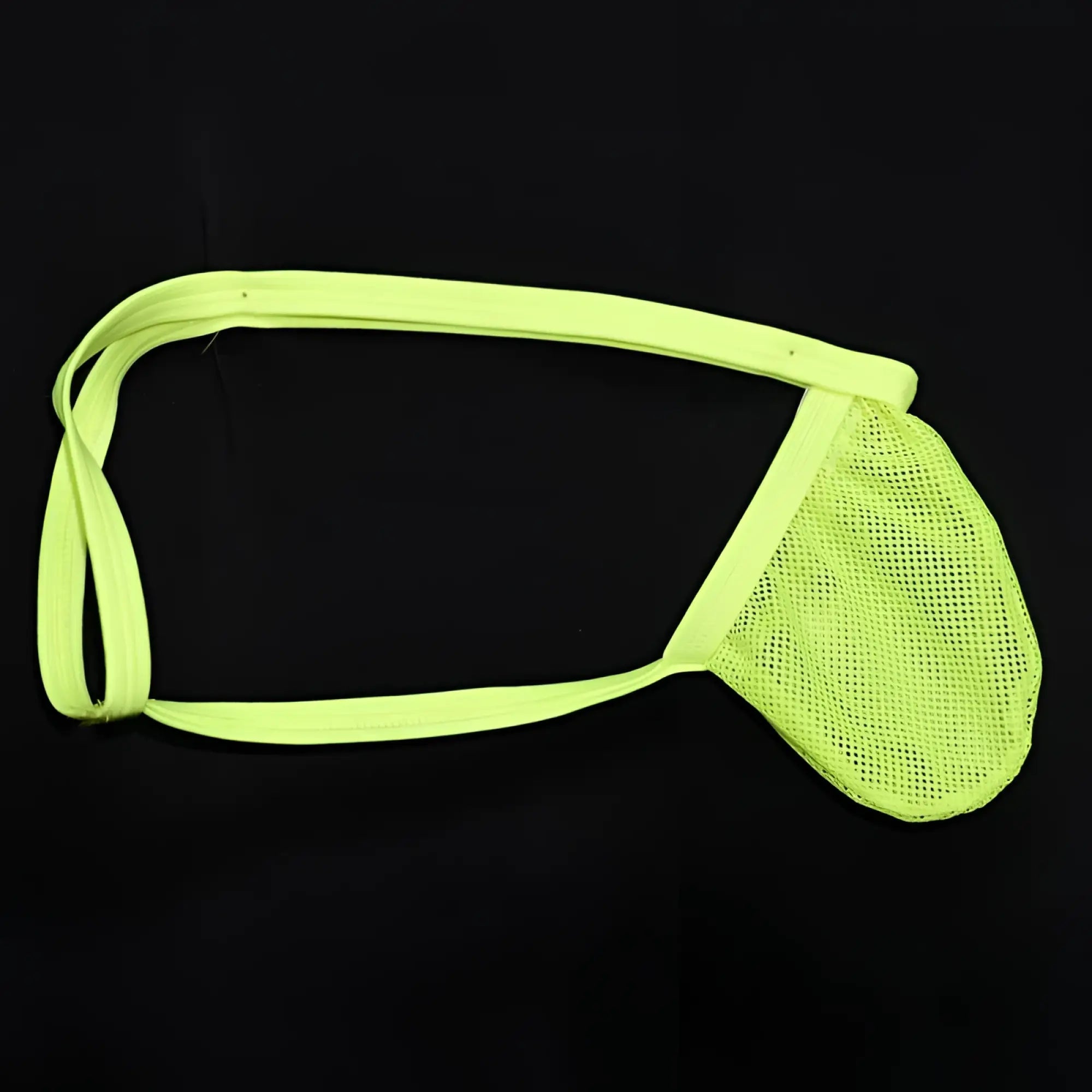 Arroyman rib bulge mesh thong underwear in neon yellow mesh pouch with elastic straps in fluoro green size m