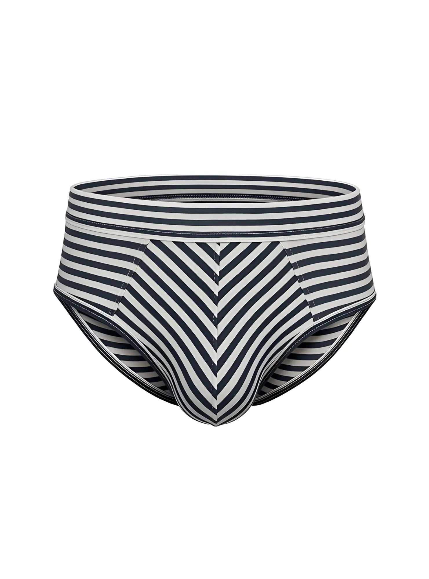 Assorted cotton brief 4 pieces pack featuring black and white striped men’s briefs with chevron pattern front
