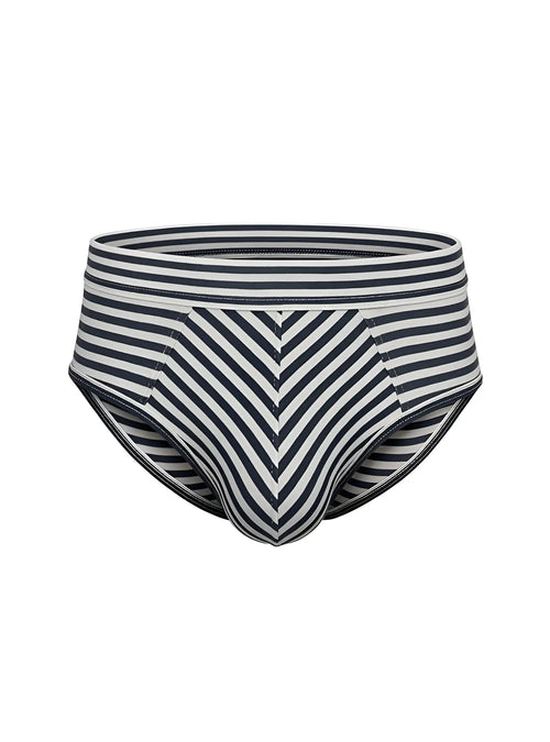 Assorted cotton brief 4 pieces pack featuring black and white striped men’s briefs with chevron pattern front
