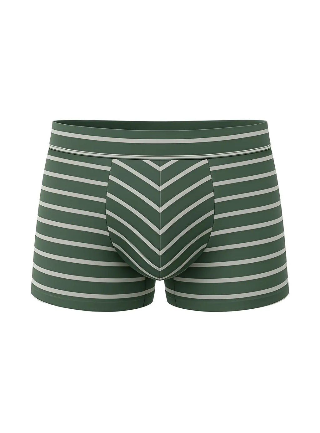 Dark green and white striped cotton boxer briefs with chevron pattern front in assorted cotton trunk 4 pieces pack