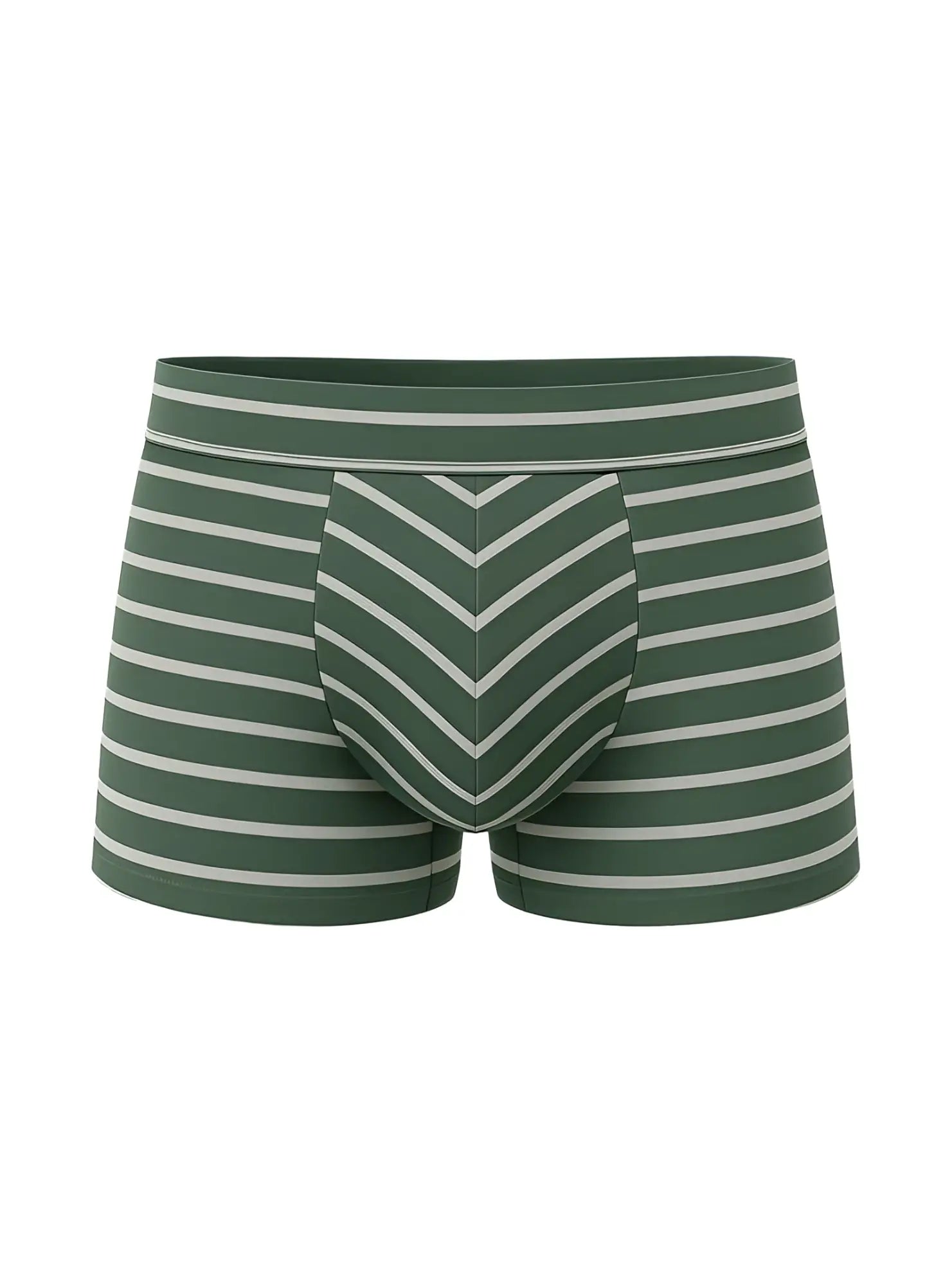 Dark green and white striped cotton boxer briefs with chevron pattern front in assorted cotton trunk 4 pieces pack