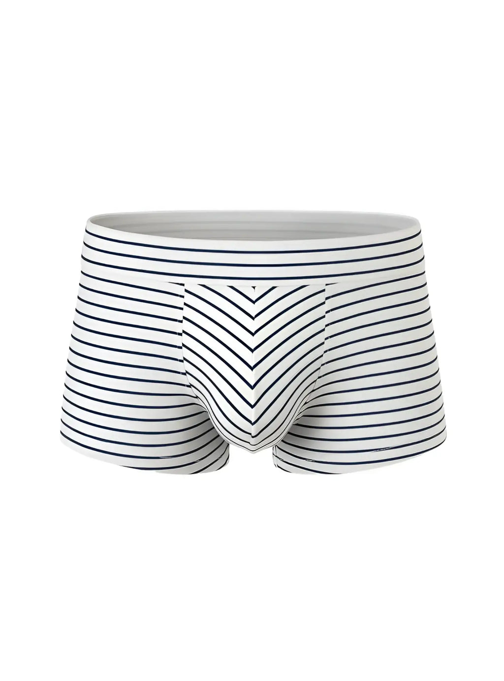 Assorted cotton trunk 4 pieces pack featuring white briefs with navy blue stripes and chevron pattern on front