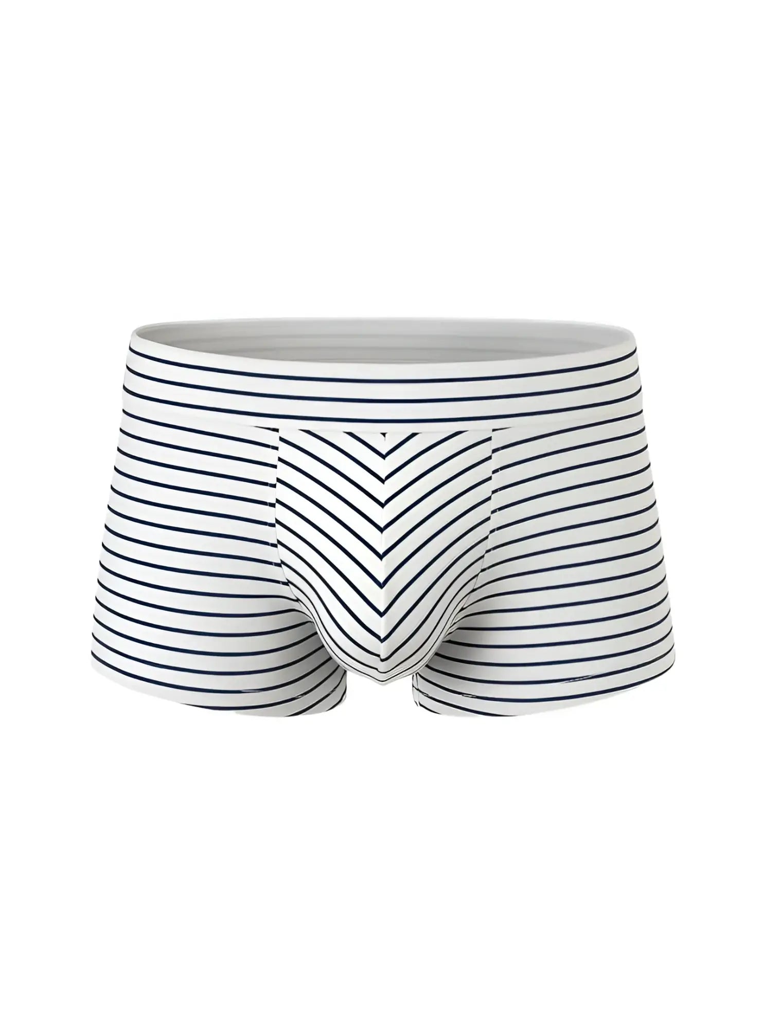 Assorted cotton trunk 4 pieces pack featuring white briefs with navy blue stripes and chevron pattern on front