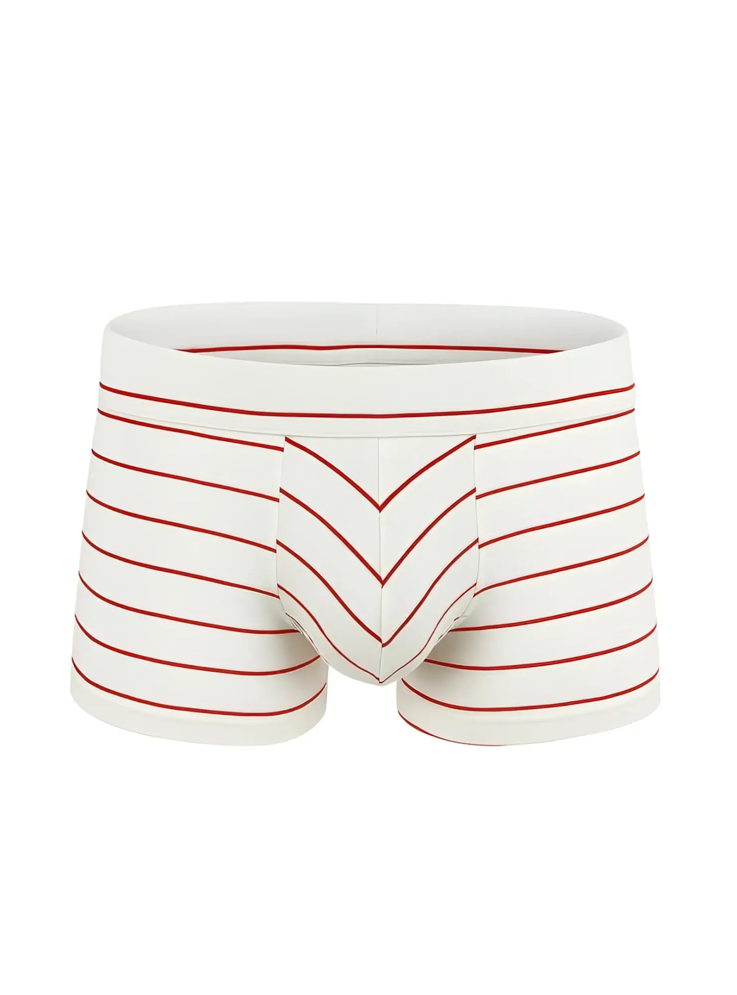 Assorted cotton trunk 4 pieces pack featuring white cotton briefs with red horizontal stripes and a front chevron pattern