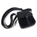Black athletic crossbody bag with mesh body, durable nylon strap, and front flap secured by a plastic buckle