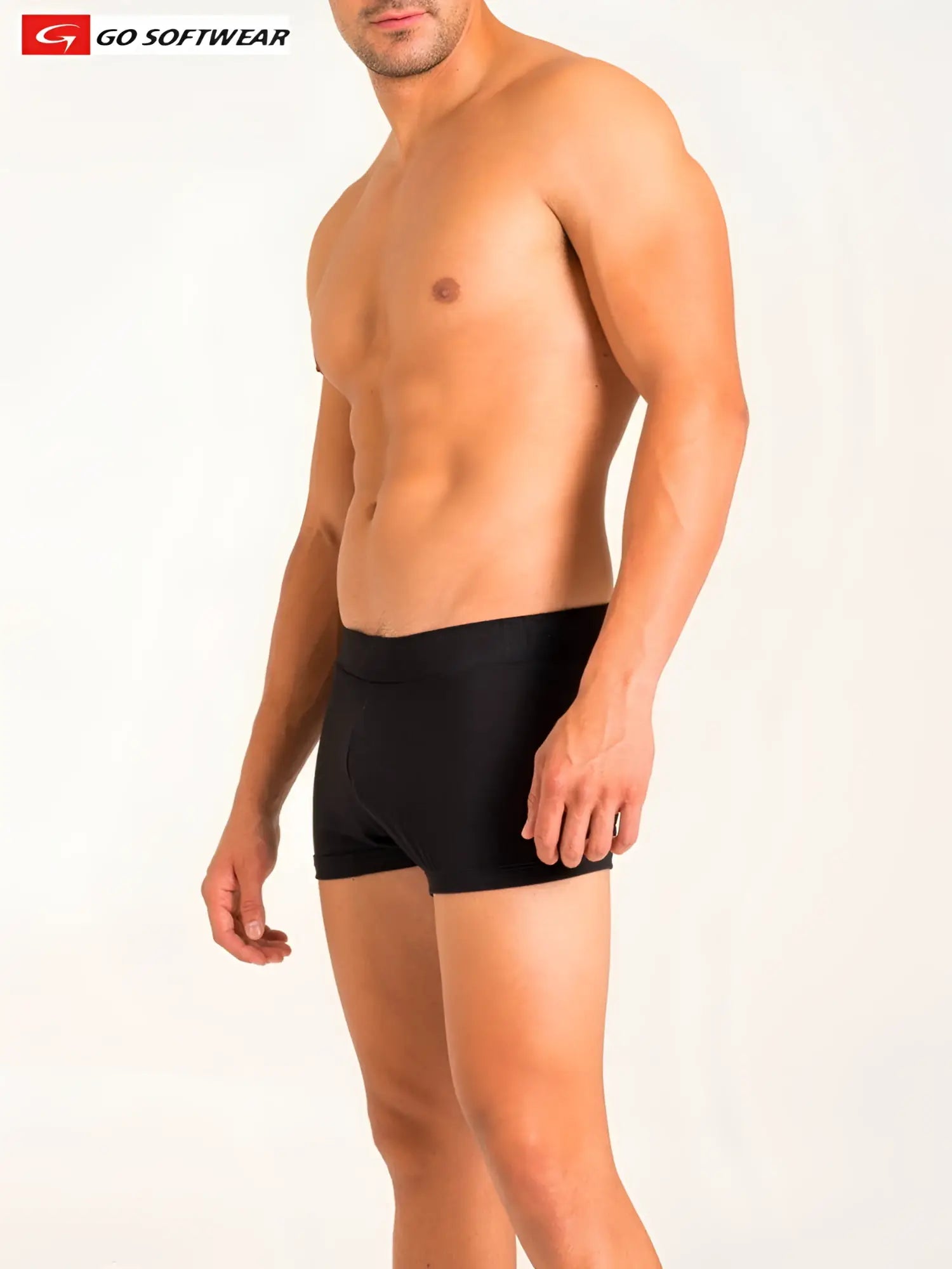 Black go softwear b2e noir shorty briefs made of soft fabric showing front view for comfortable daily wear