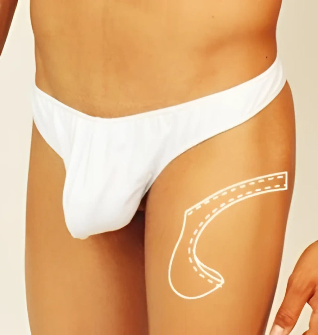 White backless thong with a simple seamless design ideal for minimal coverage and comfort