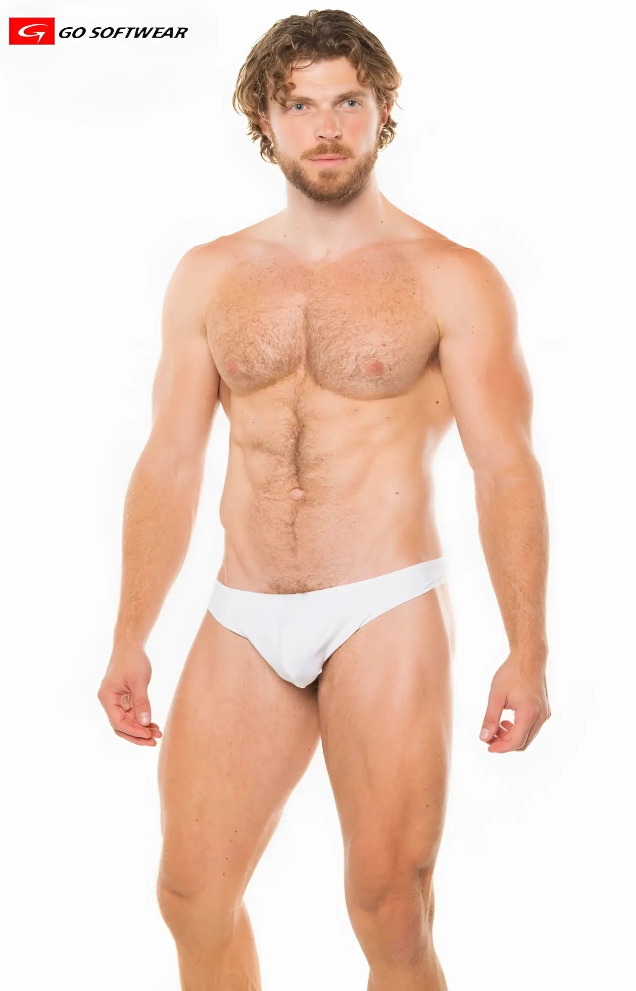 White backless thong briefs from go softwear made of soft fabric for comfortable everyday wear shown from the back side