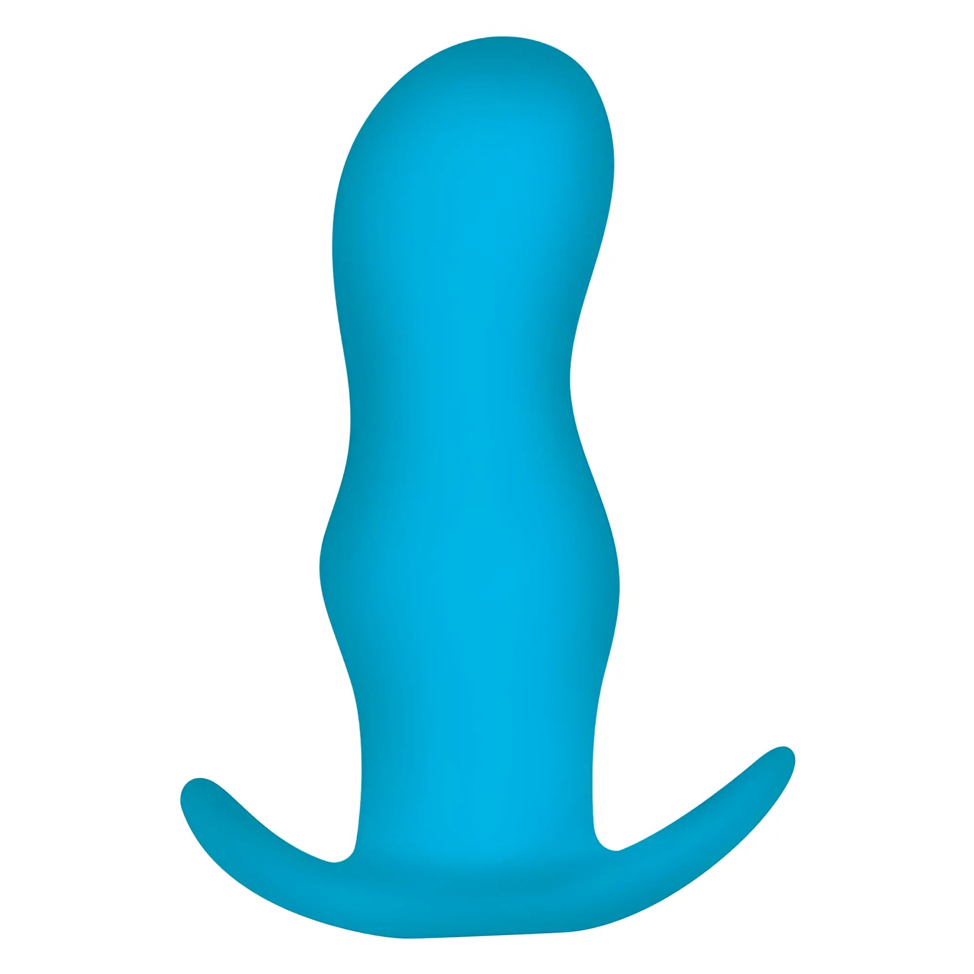 Bang Duo Blast bright blue silicone butt plug with a smooth, ergonomic shape and flared base.
