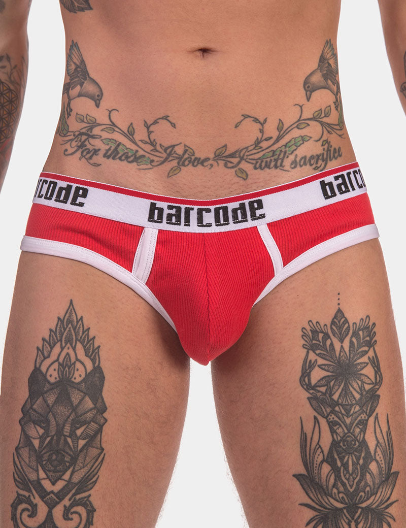 Ropa interior Barcode Berlin Kai Rib Brief rojo/blanco 91732-301 talla S