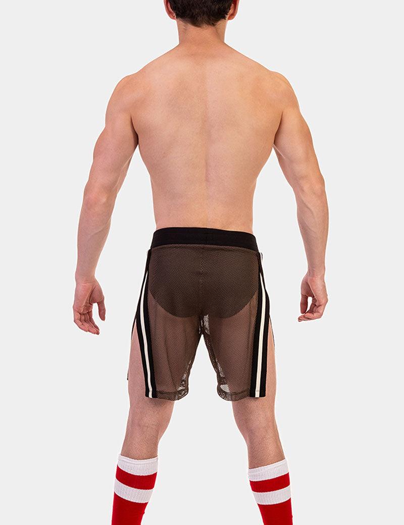 Barcode Berlin Eduard Split Sides Mesh Shorts Grün/Schwarz 91840-602 Größe L