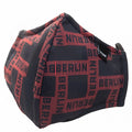 Black and red patterned Barcode Berlin chief warrant officer Grayson unisex face mask with berlin text design