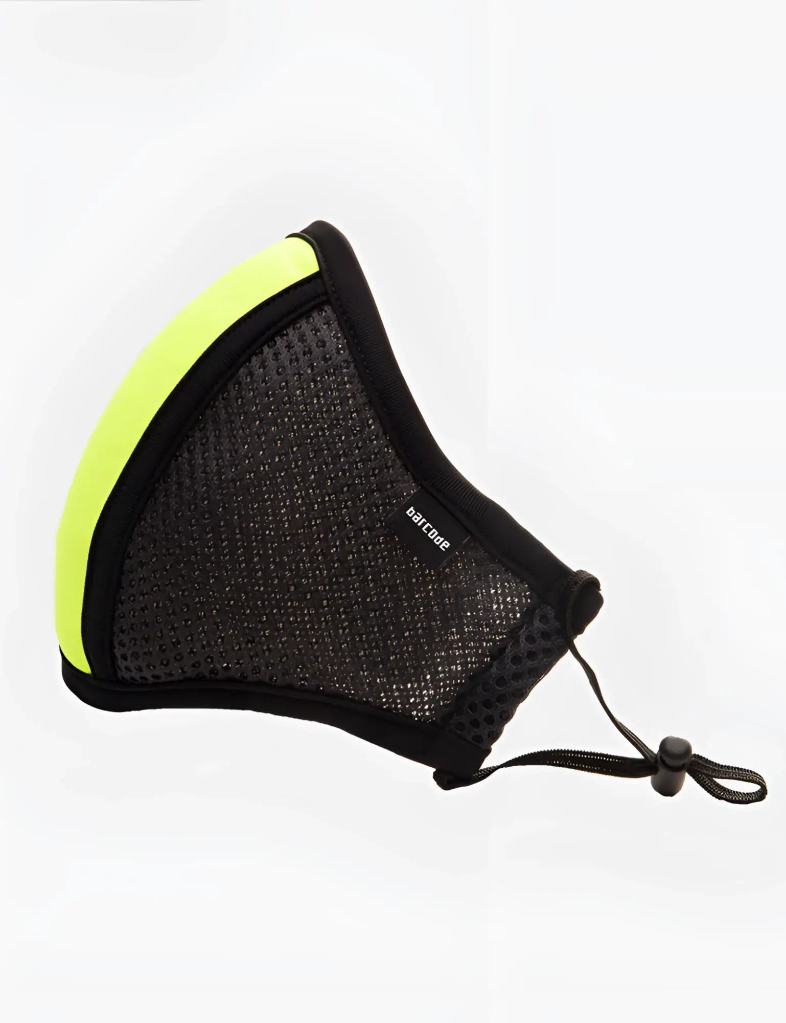 Black mesh face mask with neon yellow side panel and black elastic ear loops from barcode berlin lieutenant skyler unisex collection