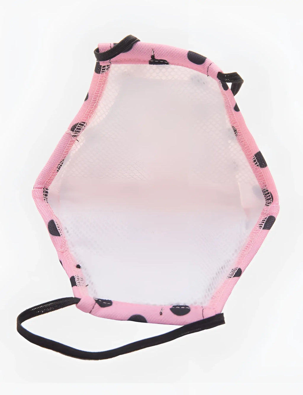 Barcode berlin major general michelinho unisex face mask pink hexagonal with black polka dots and white mesh interior