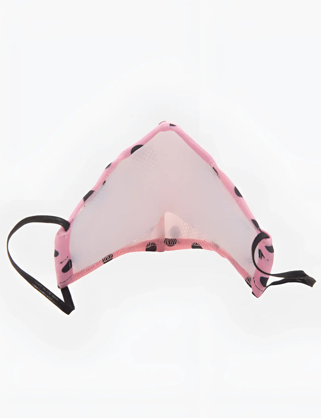 Pink mesh face mask with black polka dots and adjustable elastic ear loops barcode berlin major general michelinho unisex