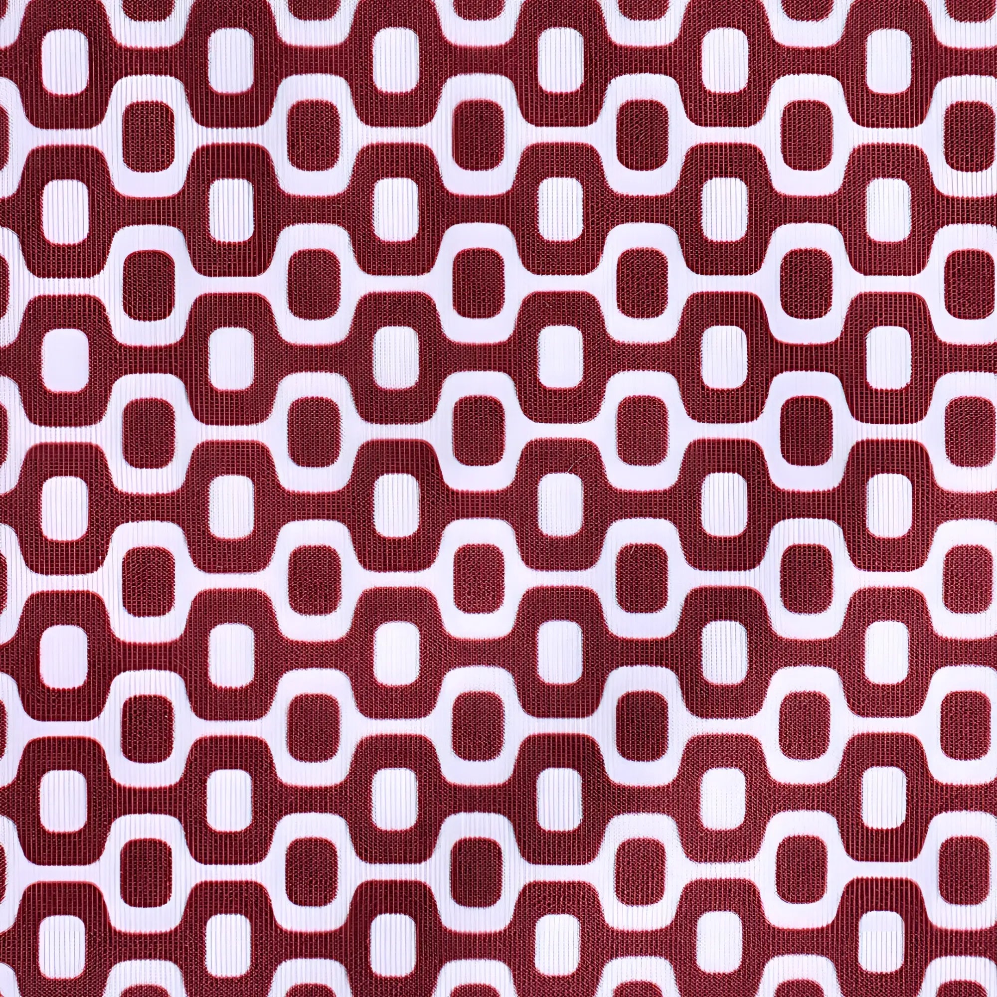 Barolo burgundy solids men’s swimming sunga featuring red and white geometric patterned fabric with interlocking ovals