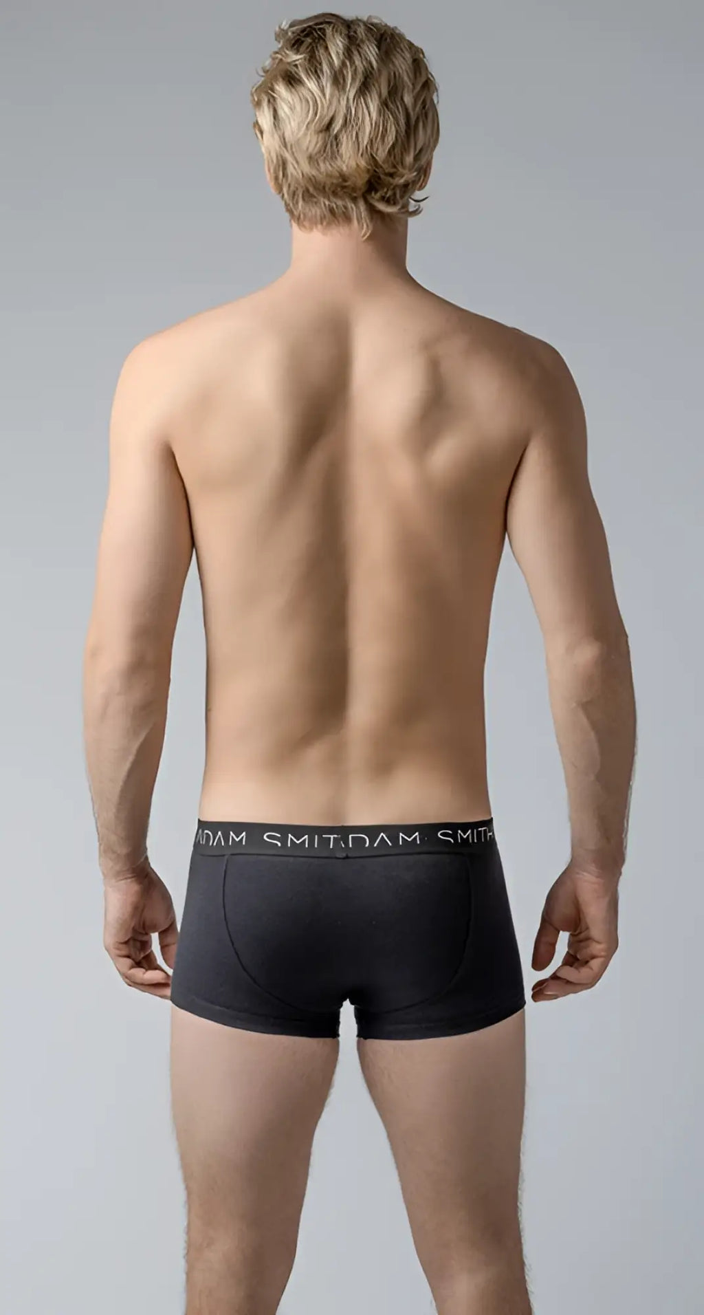 Basic boxer trunks black smith and dam boxer briefs with subtle elastic waistband and white brand name lettering