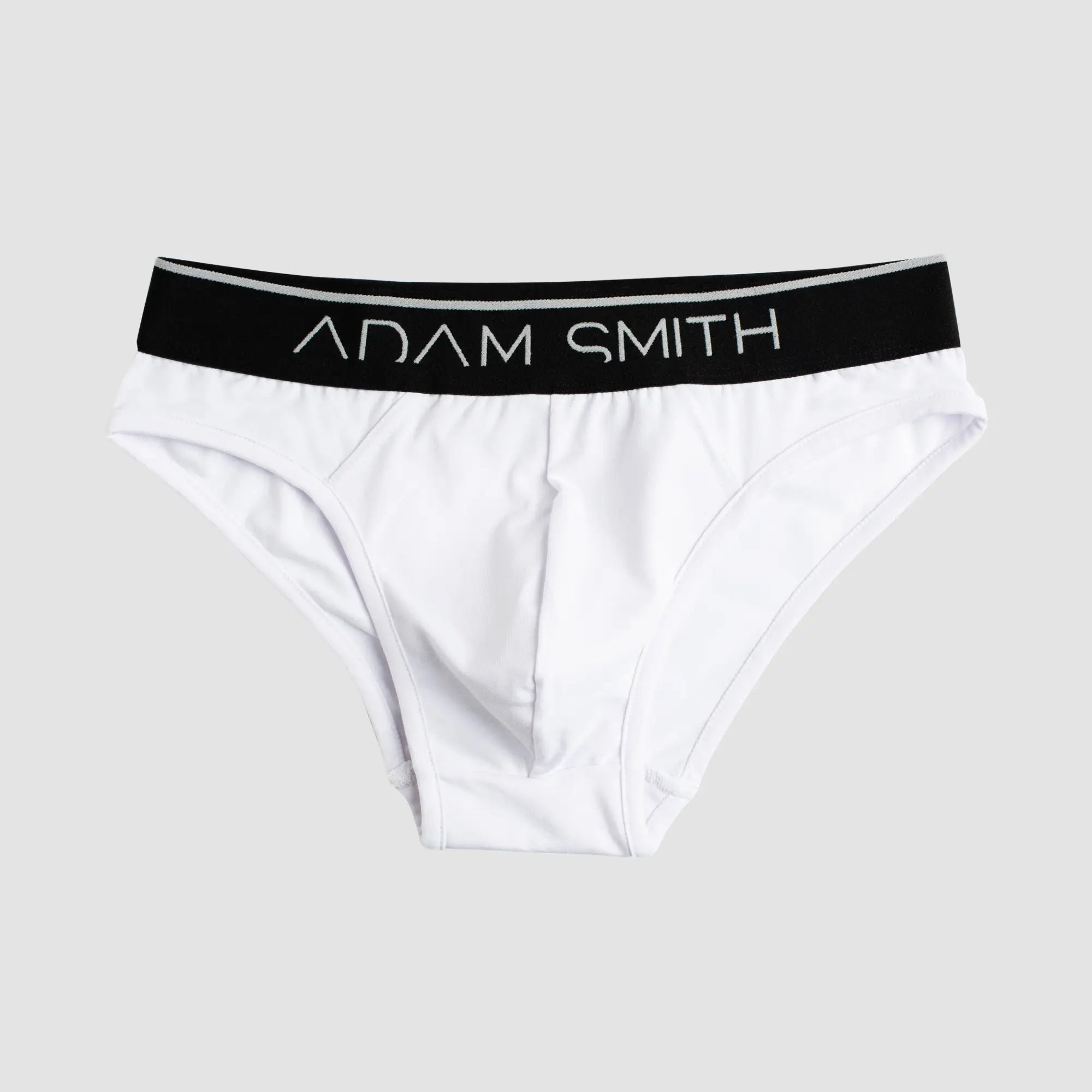 Basic briefs white adam smith briefs with black waistband and silver lettering for everyday comfort and support