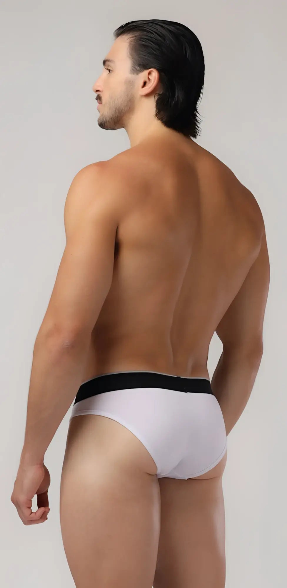 Basic briefs white cotton briefs with a black waistband showing the front side for everyday comfort use